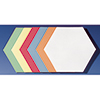 Sechs selbstklebende, hexagonale Moderationskarten in verschiedenen Farben auf einem Hintergrund.