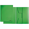 Grüne Jurismappe mit Klappen und Falzungen zur individuellen Anpassung der Inhaltsmenge.