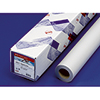 Rolle Plotterpapier in Verpackung auf blauem Hintergrund.