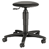 Runder, höhenverstellbarer Sitzhocker mit fünf Rollen und normaler Gasfeder in Schwarz.