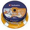 DVD-R Spindel mit 25 beschreibbaren Discs in einer blau-orangefarbenen Verpackung.