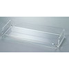 Transparente Acryl-Stiftschale mit rechteckiger Form und abgerundeten Ecken.