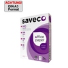 Kartonverpackung für Saveco Kopierpapier Violet Label im DIN A3 Format mit Recyclinginformationen.