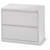 Hängeregistraturschrank in lichtgrau mit zwei Schubladen, Seitenansicht, ohne Dekoration.