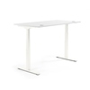 Höhenverstellbarer Schreibtisch in weißer Farbgebung mit zwei seitlichen Tastenfeldern.
