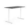 Höhenverstellbarer Schreibtisch in weiß und anthrazit mit rechteckiger Tischplatte.