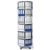 Ordnersäule mit 6 Etagen und 216 Ordnern in verschiedenen Farben, drehbar und stabil.