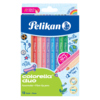Packung mit 12 Pelikan Filzstiften Colorella Duo in verschiedenen Farben und zwei Spitzenarten.