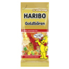 Beutel mit HARIBO Goldbären in verschiedenen Farben und der Abbildung eines Bärenmaskottchens.