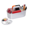 Organisationsbox LOFT in snow white, gefüllt mit Schreibutensilien und einer Ablageschale.