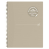 Beiger Collegeblock im A4+-Format mit mattem Umschlag und kariertem Innenlayout.