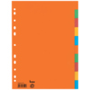 Oranges Ordnerregister mit zehn bunten Registerblättern und seitlichem Lochrand.