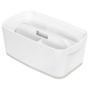 Leitz Aufbewahrungsbox MyBox® in weiß/grau mit Trennschritt, ohne Inhalt oder Dekoration.