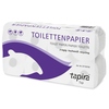 Toilettenpapierrolle in Verpackung mit Hinweis auf Recycling und 3-lagige Qualität.