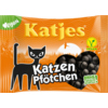 Verpackung von veganen Lakritz Katzen Pfötchen in orange-roter Tüte mit schwarzer Katze.