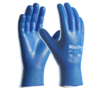 Blaue ATG® Arbeitshandschuhe MaxiDex® Hybrid mit texturierten Spitzen und elastischem Bund.