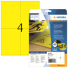 Gelbe Folienetiketten in verschiedenen Größen, verpackt, für Außenanwendungen und Kennzeichnungen.