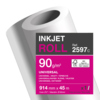 Rollenpapier für Inkjetdruck, 90 g/m², 914 mm x 45 m, mit farbigem Etikett.