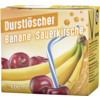 Packung mit Durstlöscher Softdrink in Kirsch-Banane-Geschmack und Straw.
