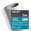 Rolle mit Inkjetpapier in weiß, 120 g/m², mit Markierung zur Verwendung in Druckern.