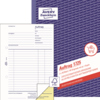 Auftragsformular im Buchformat mit vorgedruckten Feldern und Durchschlag für Dokumentation.
