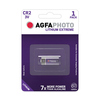 Batteriepack AgfaPhoto CR2 Lithium Extreme in Blisterverpackung mit Produktinformationen.