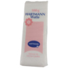 Packung mit 100 g Watte, der Marke Hartmann, in weißer Tüte mit rosa Akzenten.