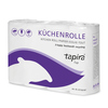Drei Lagen Küchenrolle in Verpackung mit lila und weißen Design sowie 64 Blatt.
