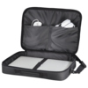 Schwarze Notebooktasche mit Fach für Laptop und mehreren Innentaschen für Zubehör.
