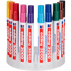 Zehn bunte Permanentmarker in einer Halterung, beschriftet mit 'edding 3000 permanent marker'.