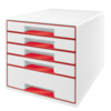 Leitz Schubladenbox WOW CUBE 5 Schubladen rot/weiß Produktbild pa_produktabbildung_1 S