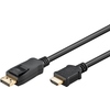 Monitorkabel mit einem DisplayPort-Stecker und einem HDMI-Stecker, schwarz.