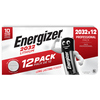 Energizer Knopfzelle Lithium 2032 in Verpackung mit 12 Stück, abgebildet von vorne.