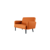 Orangefarbener Sofa-Sessel mit schwarzen Beinen, seitliche Ansicht ohne Zubehör.
