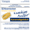 Karamellgebäck mit knuspriger Oberfläche in Verpackung mit Beschreibung und Markenlogo.