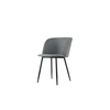 Grau upholstered conference chair with black legs, shown from the side.