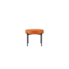 Runder orangefarbener Sitzhocker mit schwarzem Gestell, frontal abgebildet.