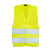 Signalgelbe Warnweste mit zwei umlaufenden Reflexstreifen in der Mitte.