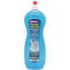 Blaues Flaschenprodukt mit rotem Deckel, etikettiert als Klarspüler, 1000 ml.