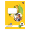 Liniertes Schulheft DIN A4 mit Rand und farbigem Cover in Gelb, 25 Blatt.