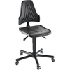 Schwarzer ergonomischer Arbeitsdrehstuhl mit höhenverstellbarem Sitz und pendelnder Rückenlehne.