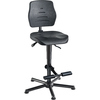 Schwarzer ergonomischer Arbeitsdrehstuhl mit höhenverstellbarem Sitz und Rückenlehne.