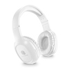 Weiße Kopfhörer mit ausziehbarem Bügel und weichen Ohrhörern auf weißem Hintergrund.