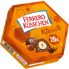 Sechseckige Verpackung der Ferrero Küsschen Pralinen Klassik mit 20 Stück und Nussmotiv.