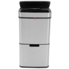 Hochglänzender, silberner Abfalleimer mit Sensor-Deckel und herausnehmbaren Inneneimern.