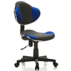 Grauer und blauer Kinderdrehstuhl mit ergonomischer Rückenlehne und höhenverstellbarem Sitz.