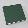 Fotoalbum in dunkelgrünem Buchleinen mit geschlossener, quadratischer Form.