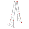 Multifunktionsleiter mit höhenverstellbaren Sprossen, in offener Position abgebildet.
