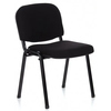 Schwarzer Besucherstuhl mit ergonomischer Rückenlehne und Metallgestell.