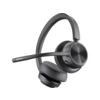 On-Ear Bluetooth-Headset mit schwarzer Farbe und einem Mikrofonarm.